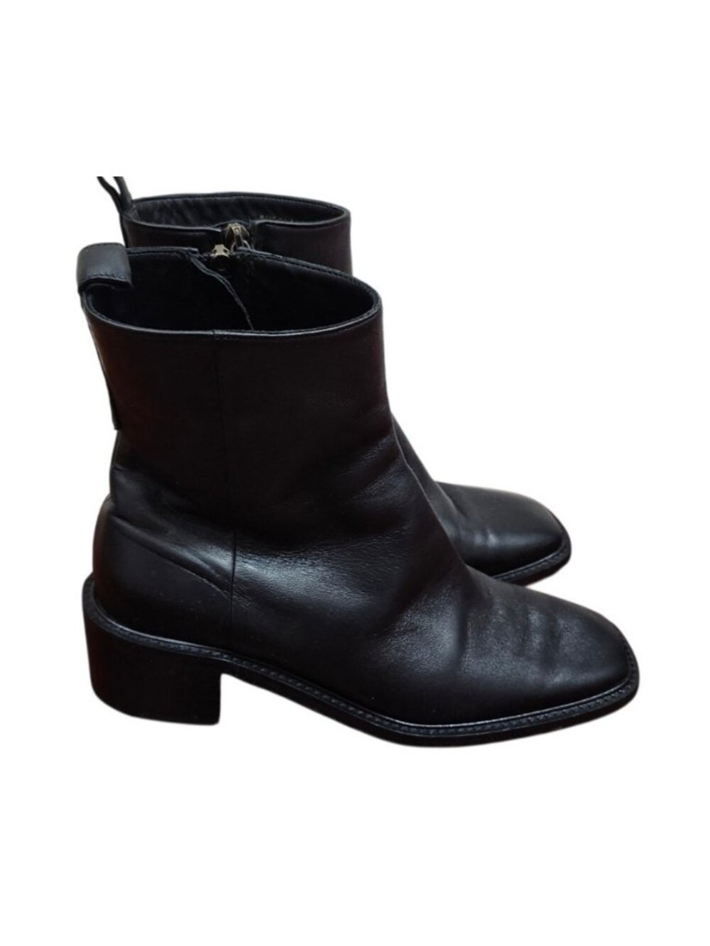 Everlane Day Heel Boot Womens Size 8 Black Leather Ankle Boots Square Toe Zip - Picture 6 of 14